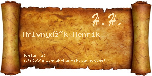 Hrivnyák Henrik névjegykártya