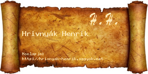 Hrivnyák Henrik névjegykártya